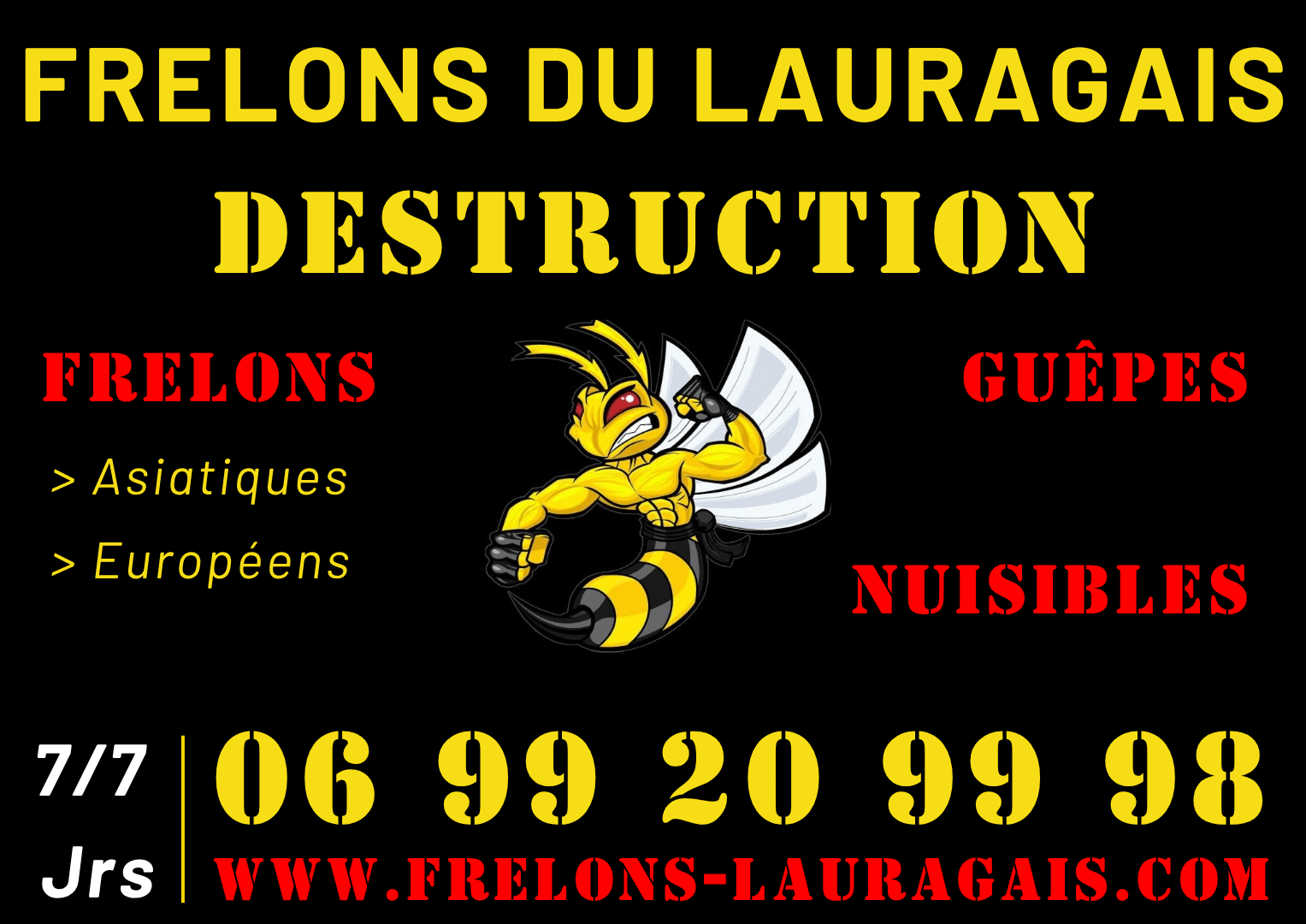 Logo des coordonnées officielles Frelons du Lauragais - STOP - SOS Destruction Nids Frelons Guêpes Abeilles Rongeurs Chenilles Nuisibles en Lauragais et en Occitanie